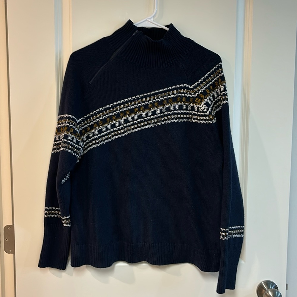 CAbi Fair Isle Pullover Sweater Color Blue Size M